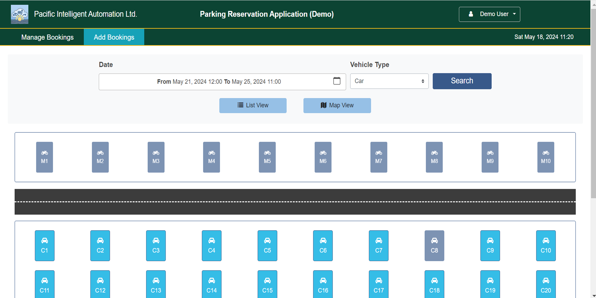 Parking Spot Map View