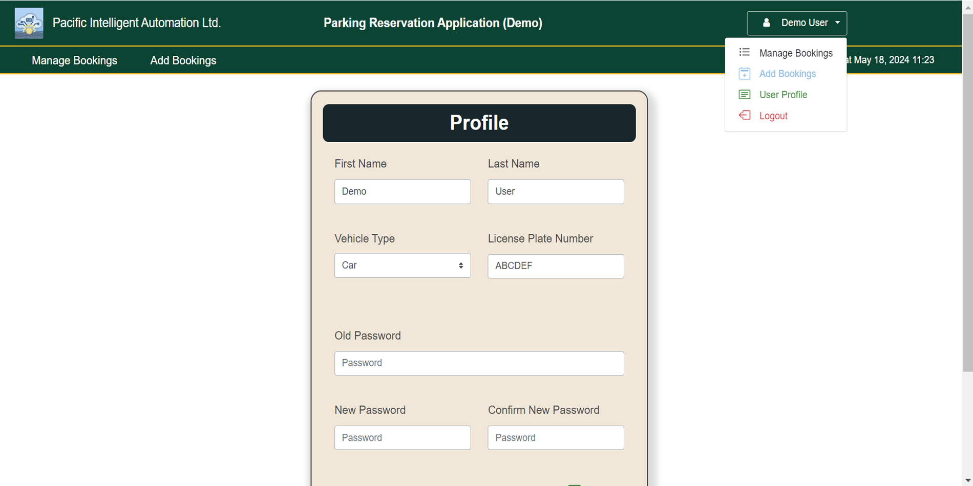 Access Profile Page